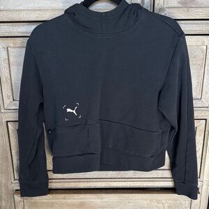 Puma Black Cropped Hooded Sweatshirt